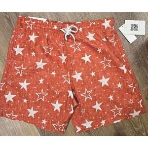 Trunks Surf & Swim Swim Red Swim Trunks with Patriotic Star Pattern  Size Large